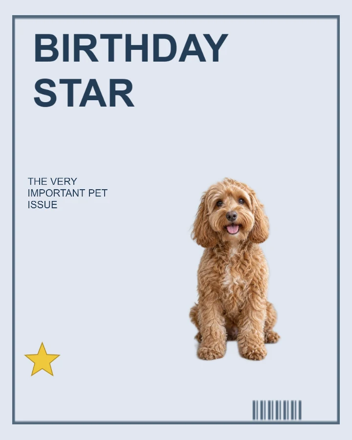 Cover star Pet birthday card layout