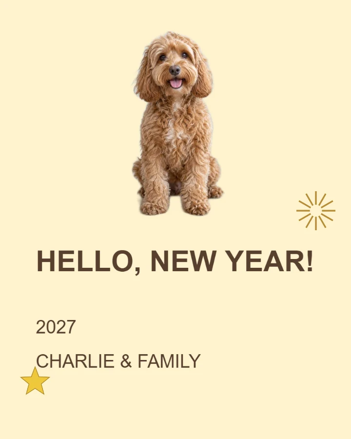 Photo keepsake Pet New Year card layout