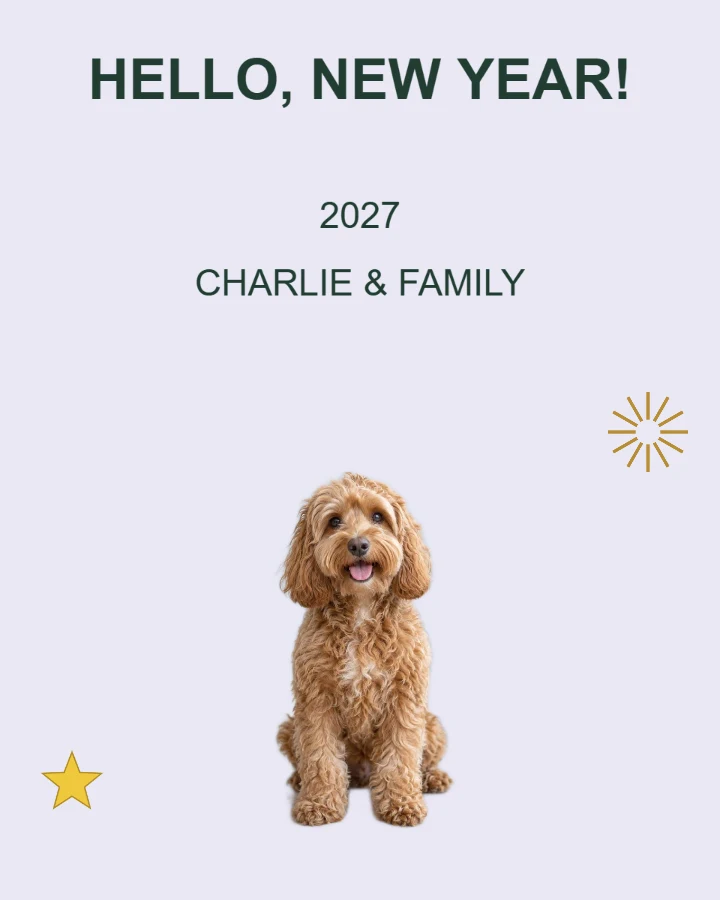 Warm wishes Pet New Year card layout